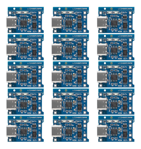 15 Unidades De 5 V 1a Tp4056 Modulo De Carga Tipo C Usb 1865