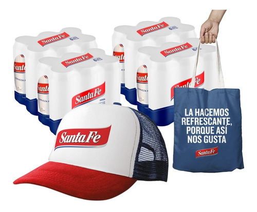 Cerveza Santa Fe 24 Latas 473cc + Gorra Oficial + Bolsa Eco