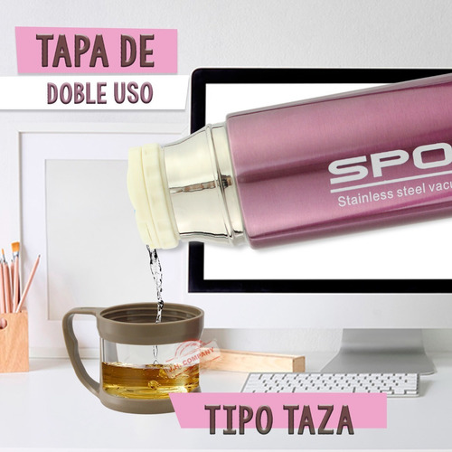 Imagen 4 de 8 de Termo De Acero Inoxidable Brillo Fashion Antiderrame 500 Ml