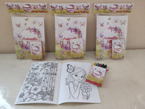 25 Lembranças De Colorir Revista Personalizada + Giz Jardim