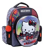 Comprar Mochila Escolar Hello Kitty You Rock - Dgl Games & Comics Color Negro Diseño de la tela Girl You Rock