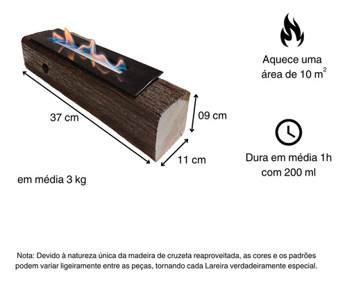 Lareira Portátil Cor Marrom
