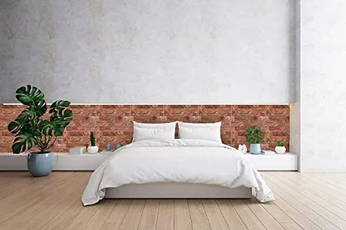 Paneles 3d De Pared En Piedra Natural Roja, Pvc, 7 X 10 -
