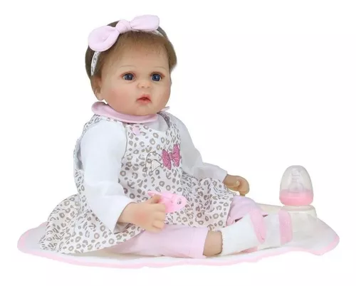 Boneca Bebê Tipo Reborn Realista Loira com acessórios na