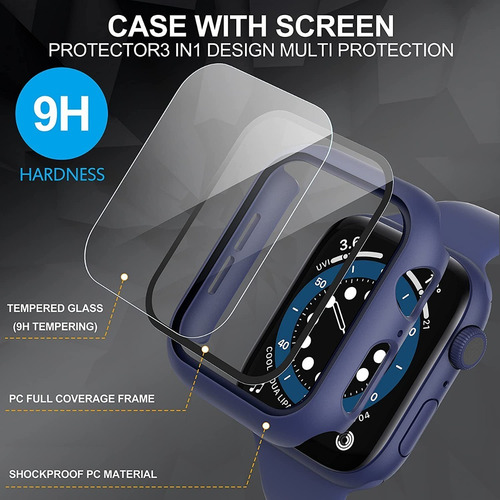 Imagem 5 de 10 de Capa Bumper Vidro + Pulseira Compatível Apple Watch Premium