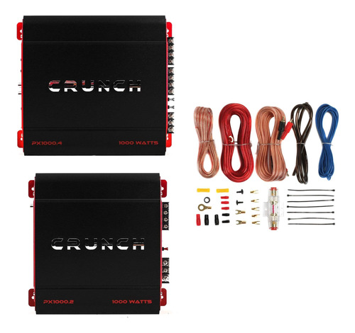 Crunch Amplificador Estereo 4 Canal 1000 W Clase B Kit 2