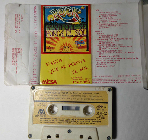 Rock, Hasta Que Se Ponga El Sol. Cassette Orig. Edic,. 1981 (Usado)