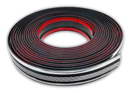 Imagen 1 de 5 de Bagueta Moldura Carbono Y Cromada Adhesiva 42mm X 8mts