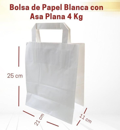 Bolsas Kraft Blancas Con Asa Plana Tipo Delivery 