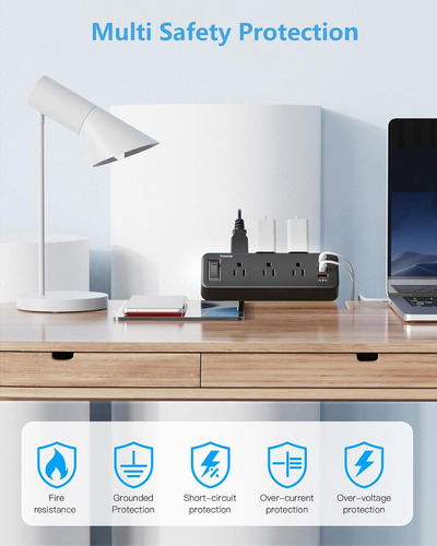Regleta Multicontacto Para Mesa De Computadora Con 6 Salidas