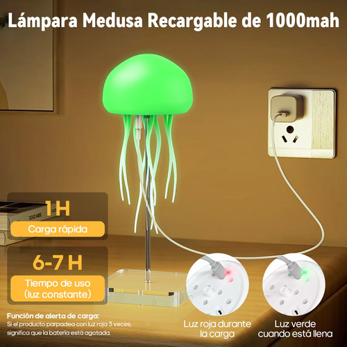 Lámpara Medusa Con Patas Bailarinas Gradiente Luz Led Multic