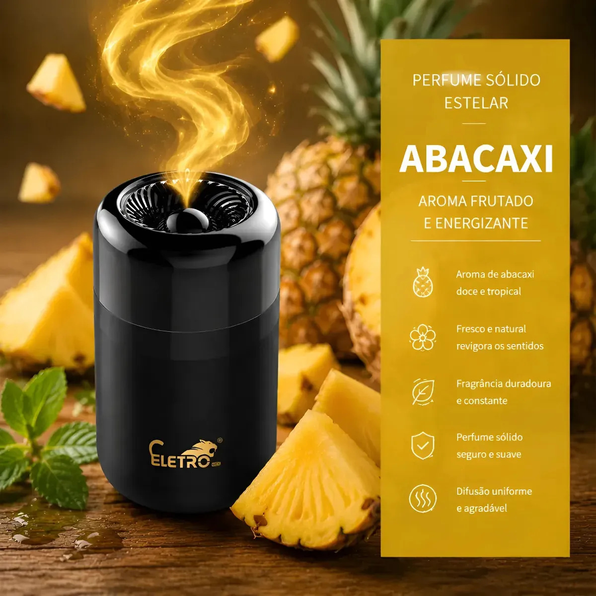 Eletromex Perfume Para Casa Banheiro Carro Gel Um Aroma Leve, Doce E Encantador Aroma Fresco De Frutas E Ervas Abacaxi Aromáticas