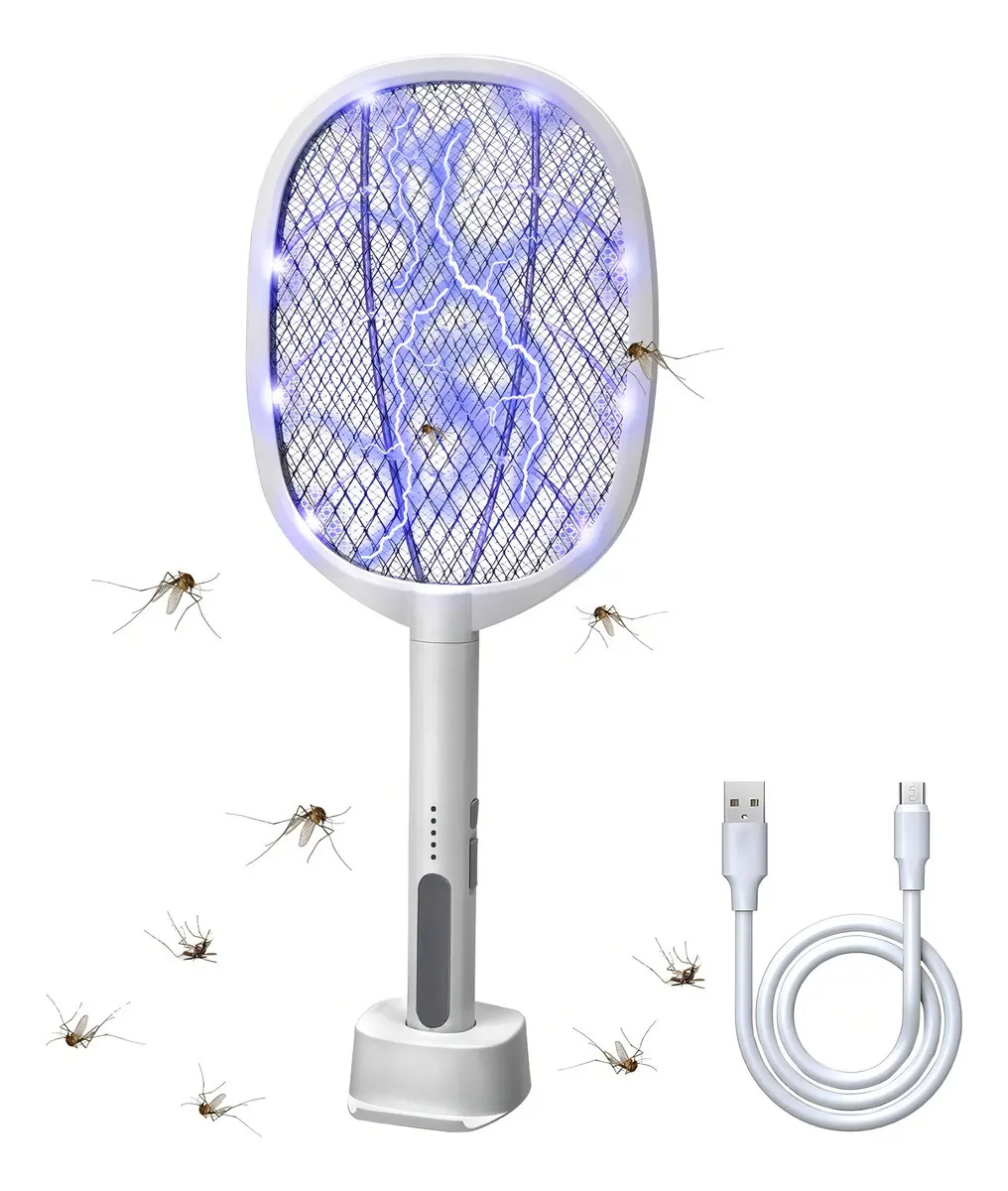 Raqueta Mata Mosquitos Led Base Color Blanco