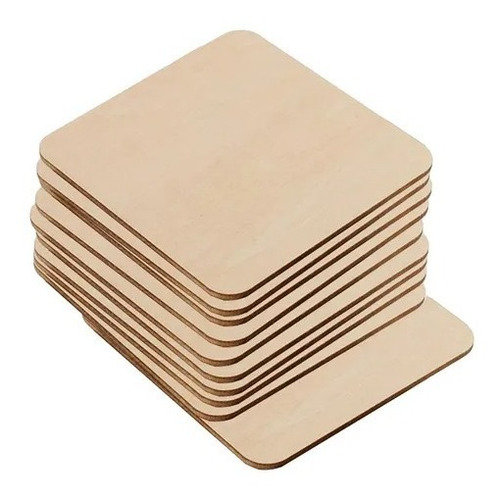 100 Cuadrados Madera Terciada 2,5 Cm Para Manualidades