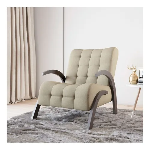 Butaca Living Sillon 1 Cuerpo Sofa Flower Bordo Color Beige