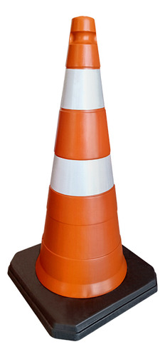 5 Cone Sinalização Pvc 75cm C/ Base Borracha Refletivo Cor Laranja/Branco