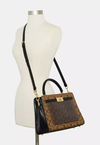 Bolsa Coach Lane Divina - Un Clasico Que No Puede Faltarte Monogram Cafe Liso Oro Negro