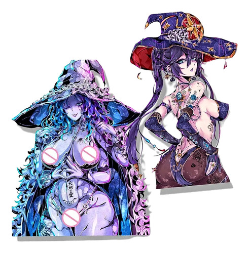 2 Pegatinas Calcomanía Sticker Adulto Anime Waifu Magas 13cm