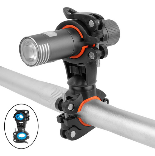 2 Soporte De Luz De Bicicleta De Rotación 360 Azul Negro