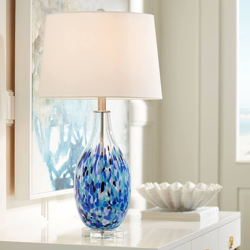 Lámpara De Mesa Marnie Modern Coastal Vase Pantalla De Tambo