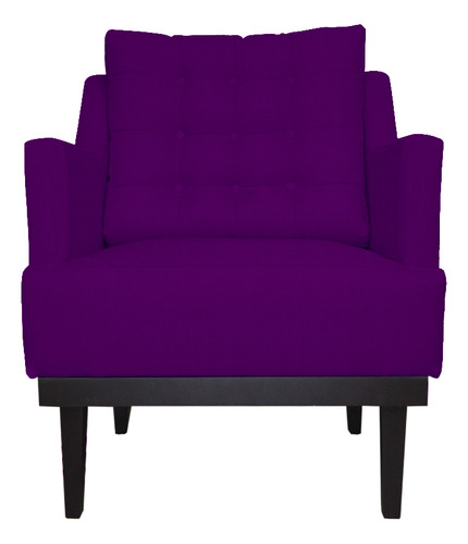 Kit 2 Poltronas Decorativa Juliete Suede Roxo Pés Tabaco