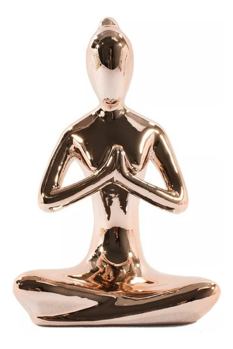 Estátua Enfeite Decorativo Posição De Yoga - Rosé Gold