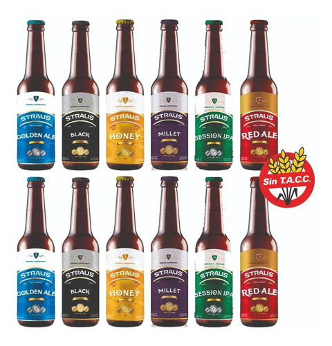 Pack X12 Cerveza Artesanal Straus 330 Gluten Free Sin Tacc