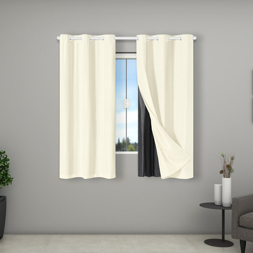 Cortina M35 Blackout Pvc Cinza Com Tecido 2,70 M X 1,60 M Cor Creme