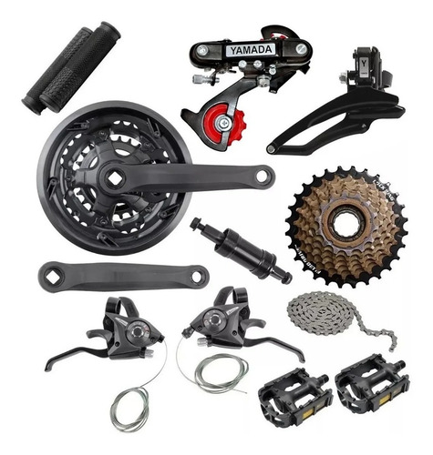 Kit Relação Bike Pedivela Catraca Corrente Câmbios 21 Rapids