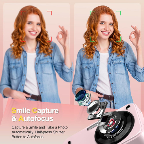 Cámara Digital 1080p 48mp Hd Video Audio Webcam Principiante Color Rosa Chicle