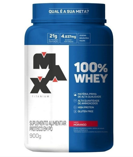 Whey 100% Concentrado Pote 900g - Max Titanium 