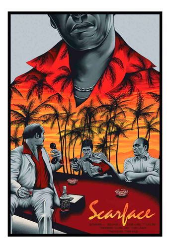 Cuadro Premium Poster 33x48cm Scarface Palmeras Fan Arte