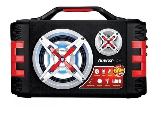 Alto-falante Amvox Aca 150 portátil com bluetooth preto e vermelho 