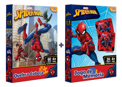Super Kit Homem Aranha: Quebra Cabeça 60 Pç+ Jogo Da Memória