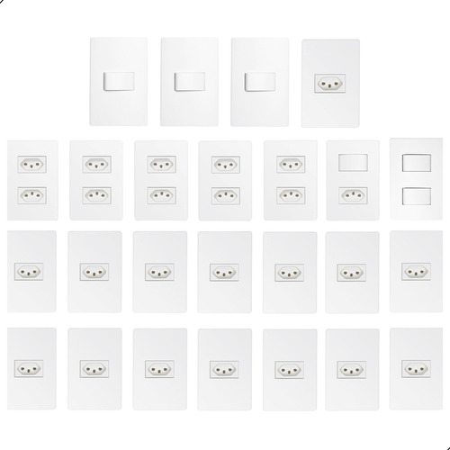 Tomadas E Interruptores (25 Pç) Kit Casa Completa Luxo