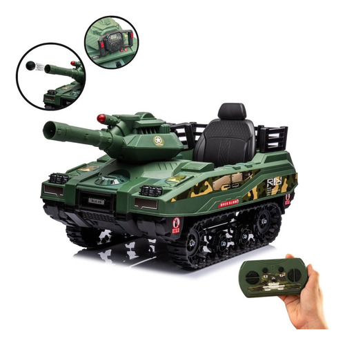 Tanque Guerra Elétrico Infantil 12v Munição Controle Verde