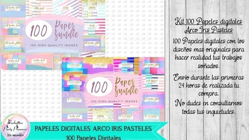 100 Papeles Fondos Digitales Arco Iris Pasteles