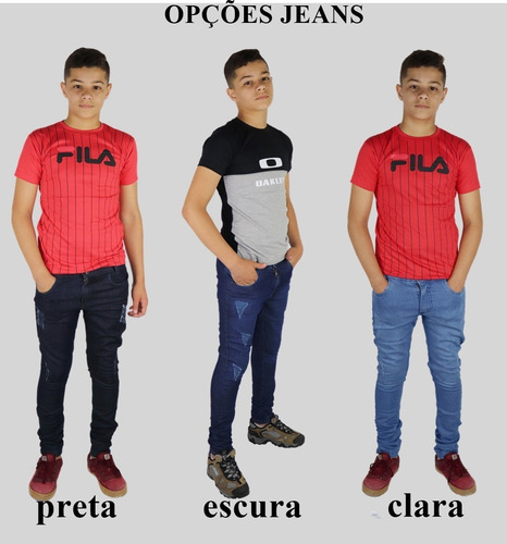Kit 2 Calça Jeans Masculina Infantil Meninos 2 Ao 16 Ano