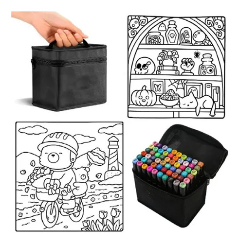 Conjunto De Caneta De Ponta Dupla De 60 Cores+livro Para Col