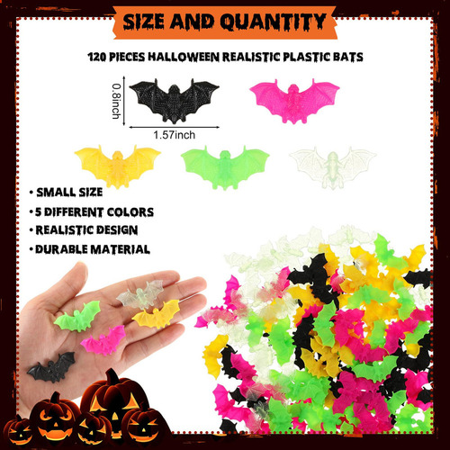 120 Piezas De Murciélagos De Plástico En 3d For Halloween,