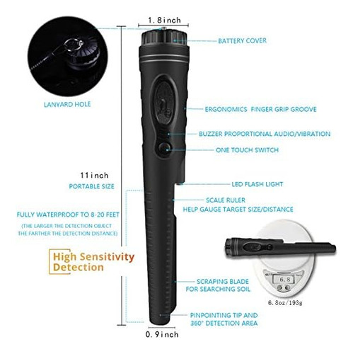 Totalmente Resistente Al Agua Pinpoint Detector De Metales P