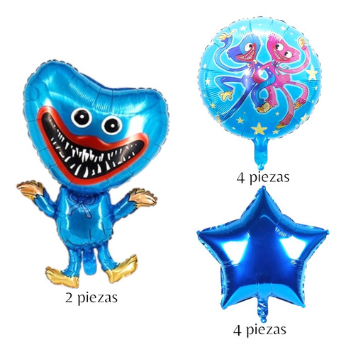 Kit Globos Metalicos Huggy Wuggy 10 Pzs Poppy Play Time Huggy Wuggy