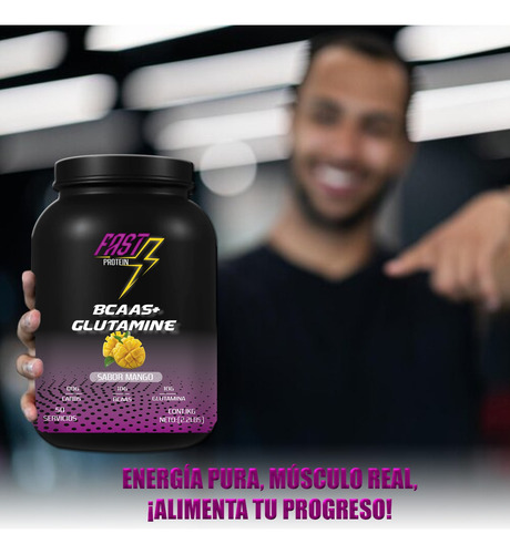 Aminoácidos Bcaas + Glutamina Fast 1kg Varios Sabores Mango