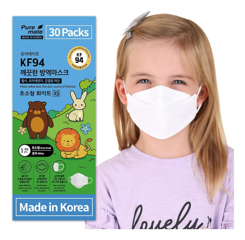 Paquete De 30 Mascarillas Kf94 Fabricadas En Corea, Color Bl