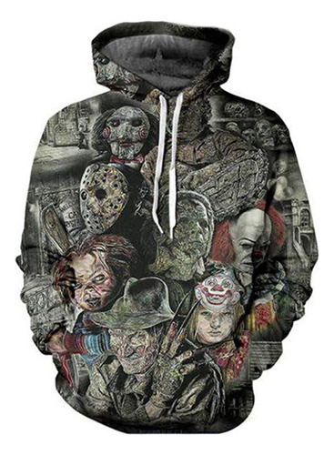 Sudadera Casual Con Capucha De Película Digital 3d De Terror