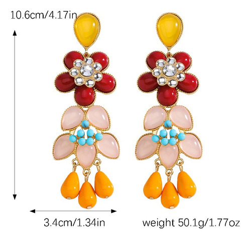Db 2 Pendientes Colgantes De Flores De Resina De Colores