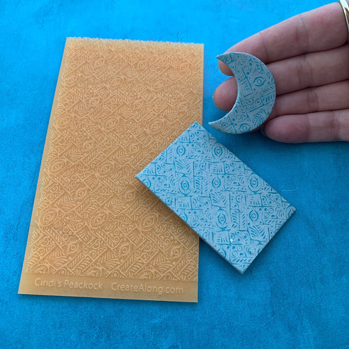 Hoja Textura Pavo Real Cindi Para Arcilla Polimerica Medio