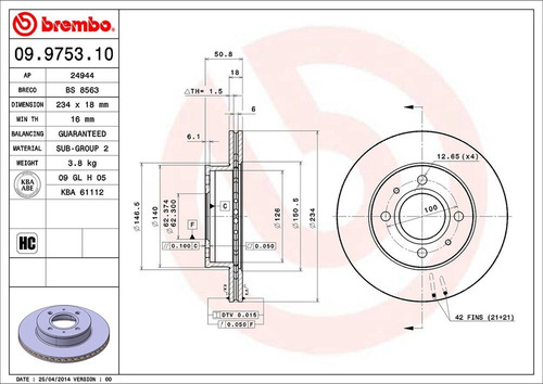 Disco De Freno / Dodge Atos Lujo 2004 A 2010 Delantero Vent