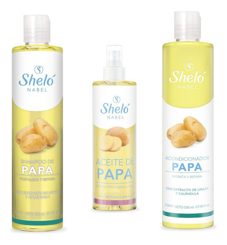 Shampoo + Acondicionador + Aceite Papa Sheló Reduce Canas
