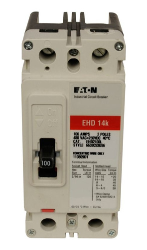 Breaker Industrial Interruptor Termomagnético 2x60 Amp Eaton